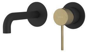 Sapho Sapho, ULTRAMIX Baterie de lavoar ascuns cu 2 elemente, bec 16 cm, negru mat/auriu mat, UT118BG