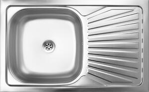 Kuchinox Kuchinox, chiuveta inox cu 1 compartiment 800x500x155 mm + sifon, decor neted, otel, LAV-SK2_211T