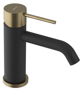 Sapho Sapho, Baterie de lavoar cu soclu ULTRAMIX fără scurgere, negru mat/auriu mat, UT002BG