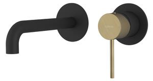 Sapho Sapho, ULTRASAN Baterie de lavoar ascuns cu 2 elemente, duza 20 cm, negru mat/auriu mat, UT018VBG