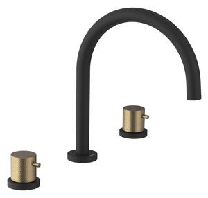 Sapho Sapho, ULTRASAN Baterie lavoar din trei piese fără scurgere, negru mat/auriu mat, UT017VBG