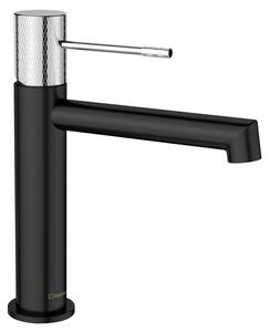 Sapho Sapho, baterie lavoar SOLARIS pe piedestal, negru mat/crom, WD002BC