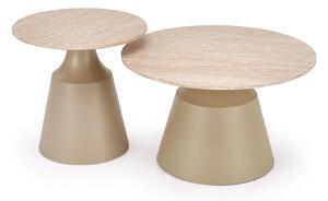 Set de măsuțe de cafea Houston 2195, Cașmir, Deschis Travertine, Metal, 42cm, 13.5 kg