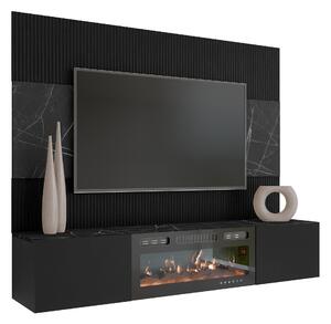 Set de living Comfivo Salix VII, Negru, Marmură neagră, PAL laminat, 150x180x38cm, 58.5 kg