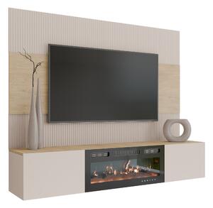 Set de living Comfivo Salix VII, Bej, Stejar Cremona, PAL laminat, 150x180x38cm, 58.5 kg