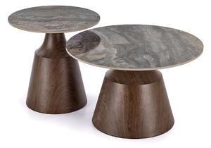 Set de măsuțe de cafea Houston 2193, Nuc, Marmură brună, Metal, 43cm, 19 kg