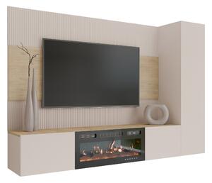 Set de living Comfivo Salix IX, Stejar Cremona, Bej, PAL laminat, 150x220x38cm, 87 kg