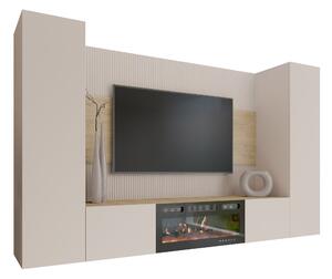 Set de living Comfivo Salix VIII, Stejar Cremona, Bej, PAL laminat, 150x260x38cm, 115.5 kg