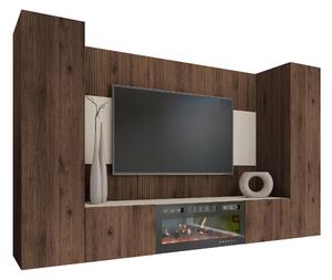 Set de living Comfivo Salix VIII, Deschis Travertine, Nuc, PAL laminat, 150x260x38cm, 115.5 kg