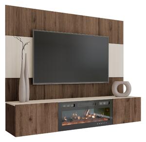 Set de living Comfivo Salix VII, Nuc, Deschis Travertine, PAL laminat, 150x180x38cm, 58.5 kg