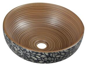 Sapho Sapho, chiuveta de blat ceramica PRIORI Ø 41 cm, maro cu model albastru, PI023