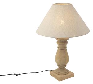 Lampă de masă de țară cu nuanță de in bej 50 cm - Catnip