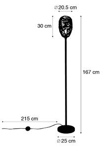 Lampa de podea design neagra cu cupru 30 cm - Sarella