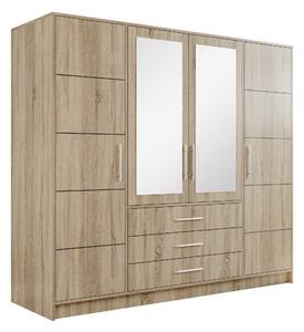 Dulap Dortivu, Stejar Sonoma, Argint, 200x196x58cm, 174 kg, Uși dulap: Cu balamale, Numărul de rafturi: 8, Numărul de rafturi: 8