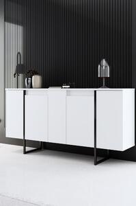 Comoda Luxe, alb/negru, PAL melaminat/metal, 160x35x80 cm