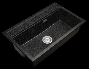 Gamma Advance, chiuvetă din granit cu 1 compartiment 805x505x210 mm, negru cu puncte aurii, GMA-ZLE000115