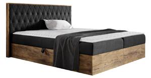 Pat boxspring Navis IIBoxspring, Dublu, Negru, 180x200, Tapiterie, Somiera patSomiera pat, 19x21x10cm
