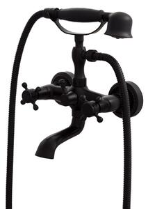 Gamma Retro, baterie pentru cada montată pe perete cu set de duș manual, negru mat, GMA-BROW-BK