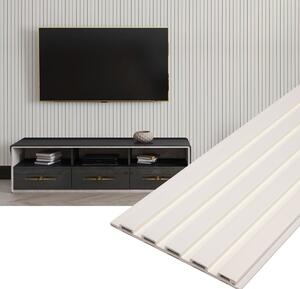 Panoul decorativ din PVC alb cu dimensiuni 15х1х270 cm