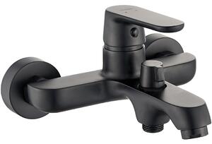 Kuchinox Dima, baterie pentru cada montată pe perete cu deviator de duș ceramic, negru mat, LAV-BQD_710D