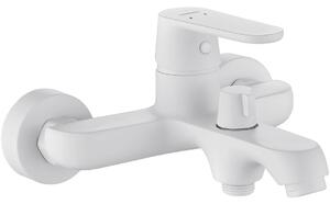 Kuchinox Dima, baterie pentru cada montată pe perete cu deviator de duș ceramic, alb mat, LAV-BQD_610D