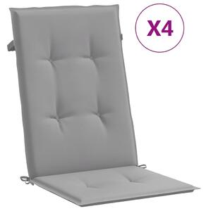 Perne scaun cu spătar înalt, 4 buc., gri, 120x50x3 cm, textil