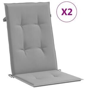 Perne scaun cu spătar înalt, 2 buc., gri, 120x50x3 cm, textil