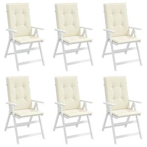 Perne scaun cu spătar înalt, 6 buc., crem, 120x50x3 cm, textil