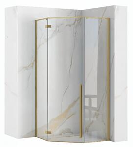 Rea Diamond, cabină de duș cu 5 unghiuri 90x90, sticlă transparentă de 6 mm, profil auriu mat, REA-K6506