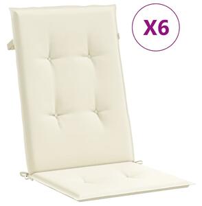 Perne scaun cu spătar înalt, 6 buc., crem, 120x50x3 cm, textil