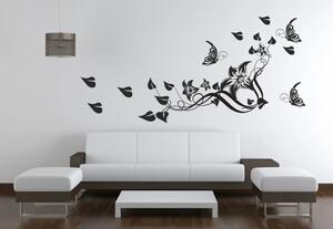 Autocolant de perete pentru interior cu flori, fluturi și frunze 50 x 100 cm
