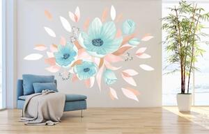 Autocolant de perete pentru interior de un buchet de flori albastre 50 x 100 cm