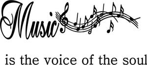 Autocolant de perete inscripție MUSIC IS THE VOICE OF THE SOUL 50 x 100 cm