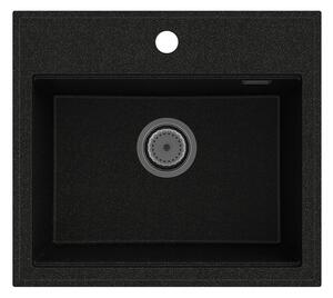 Gamma Modern 5055, chiuvetă din granit cu 1 compartiment 560x500x210 mm, negru cu puncte aurii, GMA-ZM-55-GD