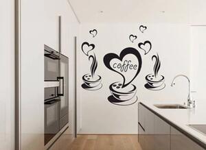 Autocolant de perete pentru bucătărie cu motiv de cafea și inimi 50 x 100 cm