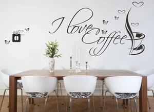 Autocolant de perete cu textul I LOVE COFFEE 50 x 100 cm