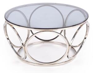 Masuta cafea VENUS argintiu/transparent, sticla/otel, 80x44 cm