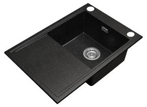 Gamma Design 7050, chiuvetă din granit cu 1 compartiment 700x480x205 mm, negru cu pete, GMA-ZLE000125