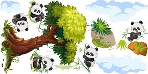 Autocolant pentru copii panda veseli pe copac 80 x 160 cm