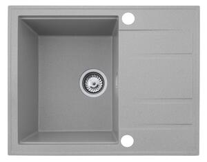 Gamma Modern 6550, chiuvetă din granit cu 1 vas 650x500x210 mm cu scurgere scurtă, gri, GMA-ZLE000092