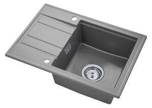 Gamma Modern 6040, chiuvetă din granit cu 1 vas 580x420x185 mm cu scurgere scurtă, gri, GMA-ZM-6040-G