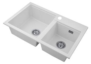 Gamma Modern 8020, chiuvetă din granit cu 2 compartimente 795x495x210 mm, alb, GMA-ZLE000032