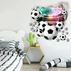 Autocolant de perete mingi de fotbal 3D cu fundal de stadion 75 x 75 cm