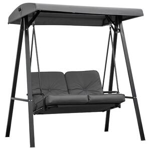 Outsunny Balansoar de Grădină 2 Locuri cu Acoperiș Reglabil și Perne, 144x117x173 cm, Gri Închis | Aosom Romania