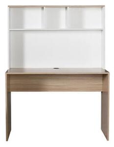 Birou Adore Base cu biblioteca, Alb - Stejar, 110x149x52 cm