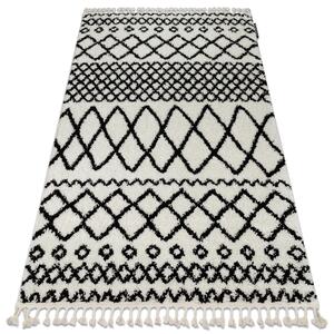 Covor PROMO Berber Safi N9040 albsi negru Franjuri shaggy pletos