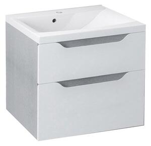 Sapho Sapho, dulap lavoar WAVE 60x65x47,8cm, stejar alb/argintiu, WA060-3011