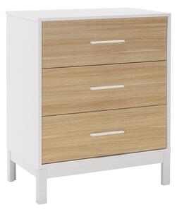 Comoda Adore London, 3 sertare, Alb - Stejar, 73x88x45 cm