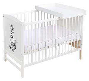Patut din lemn masiv 120x60 cm Bria alb, masuta infasat din lemn inclusa, reglabil pe 3 nivele, certificat EN71