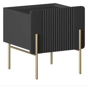 Noptieră Malmi 45 cm cu sertar - negru mat / picioare aurii